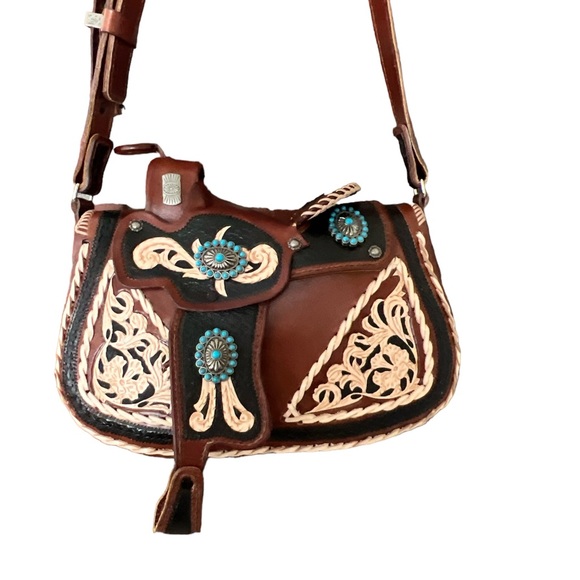 Mustang Western Saddle Purse, Handmade in USA by JohnPaul Leatherworks NWOT - Picture 2 of 15